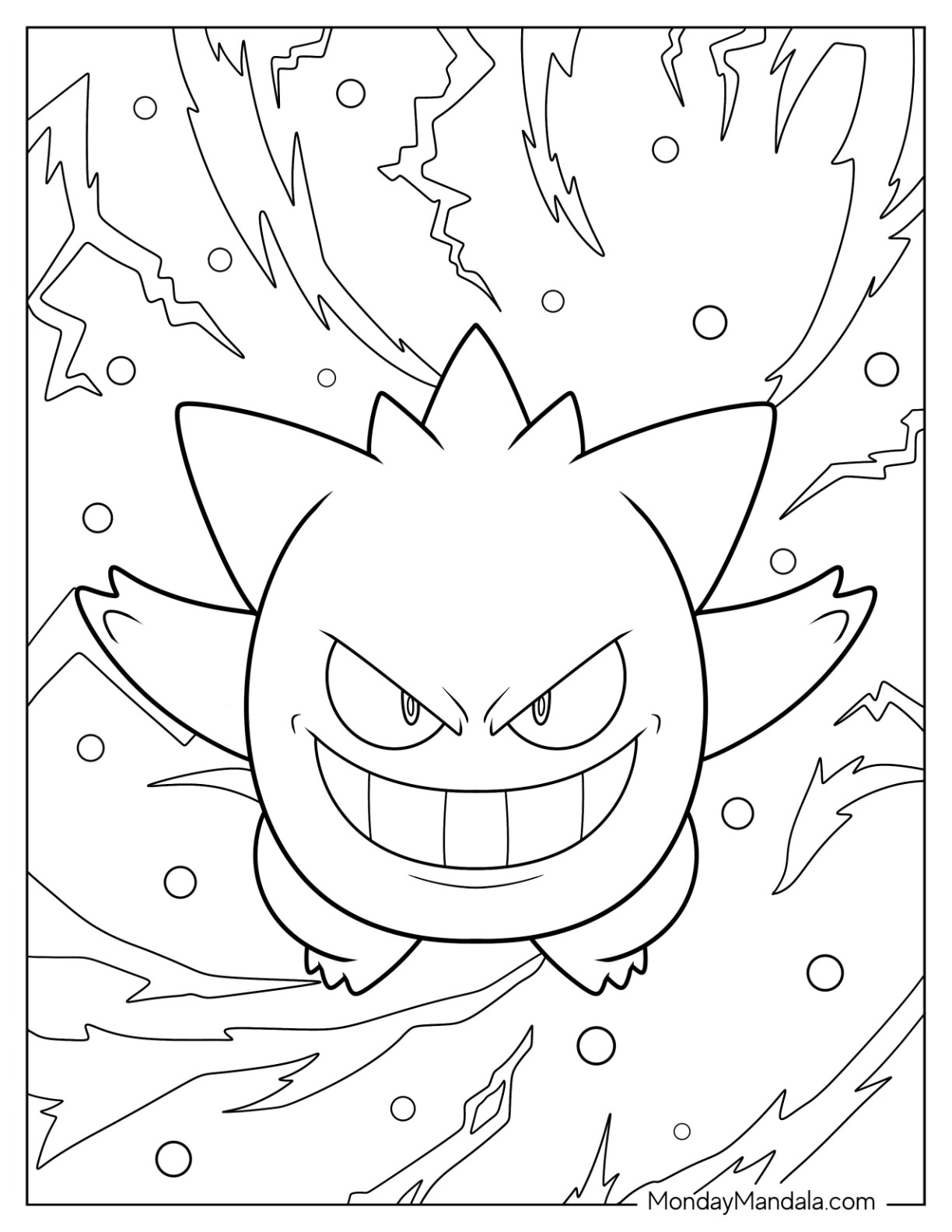 Gengar coloring pages free pdf printables