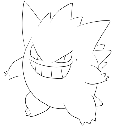 Gengar coloring page free printable coloring pages
