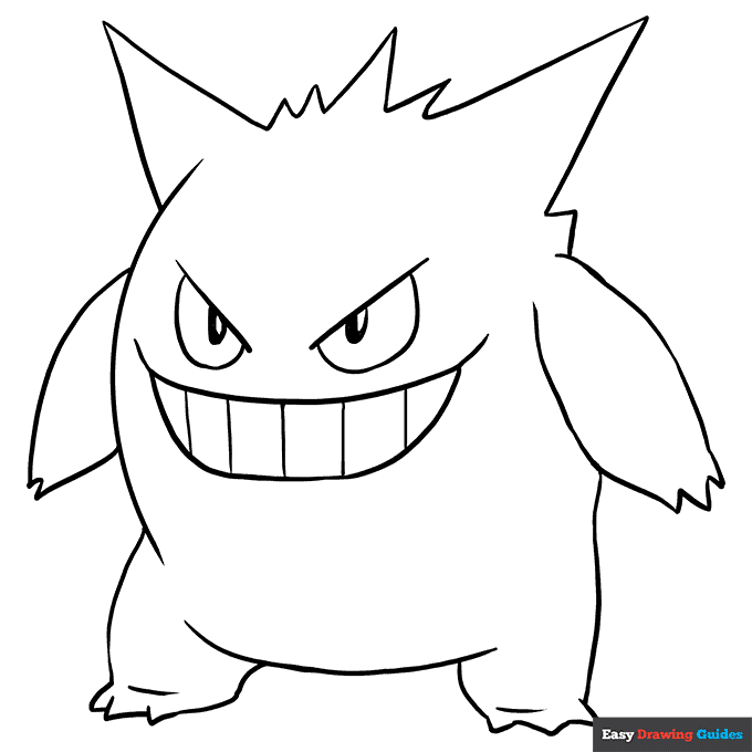 Gengar coloring page easy drawing guides