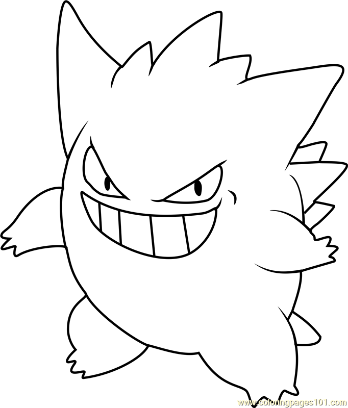 Gengar pokemon coloring page for kids