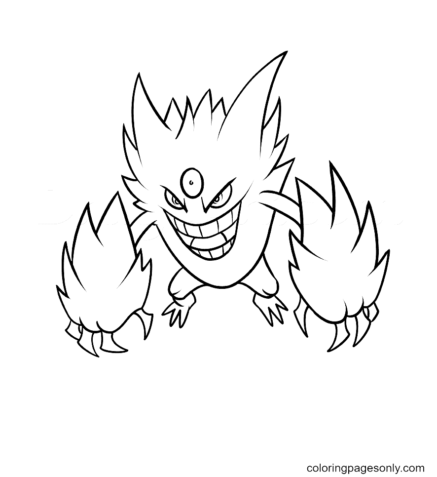 Gengar coloring pages printable for free download