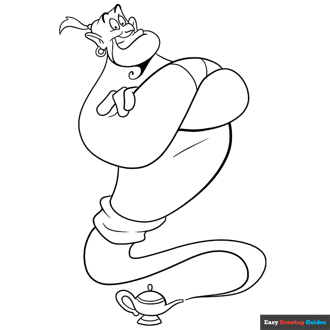 Genie from aladdin coloring page easy drawing guides