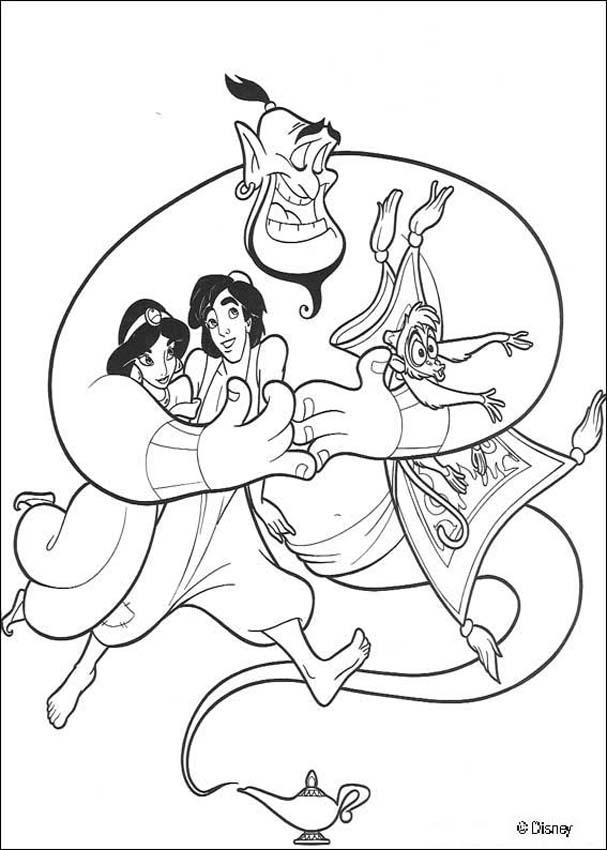 The genie with friends coloring pages