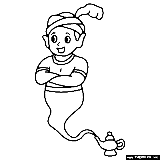 Genie with agic lap coloring page