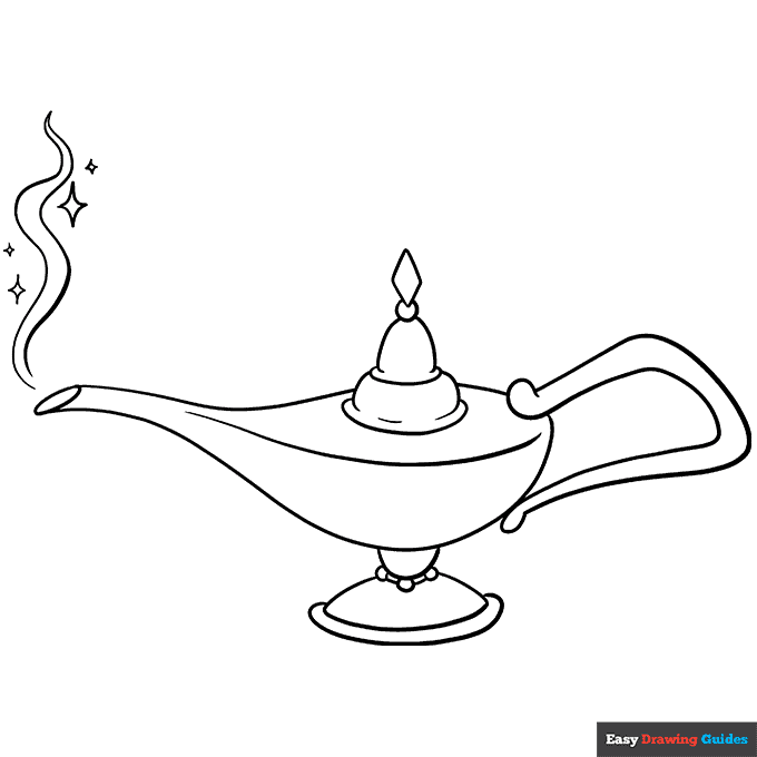 Genie lamp from aladdin coloring page easy drawing guides