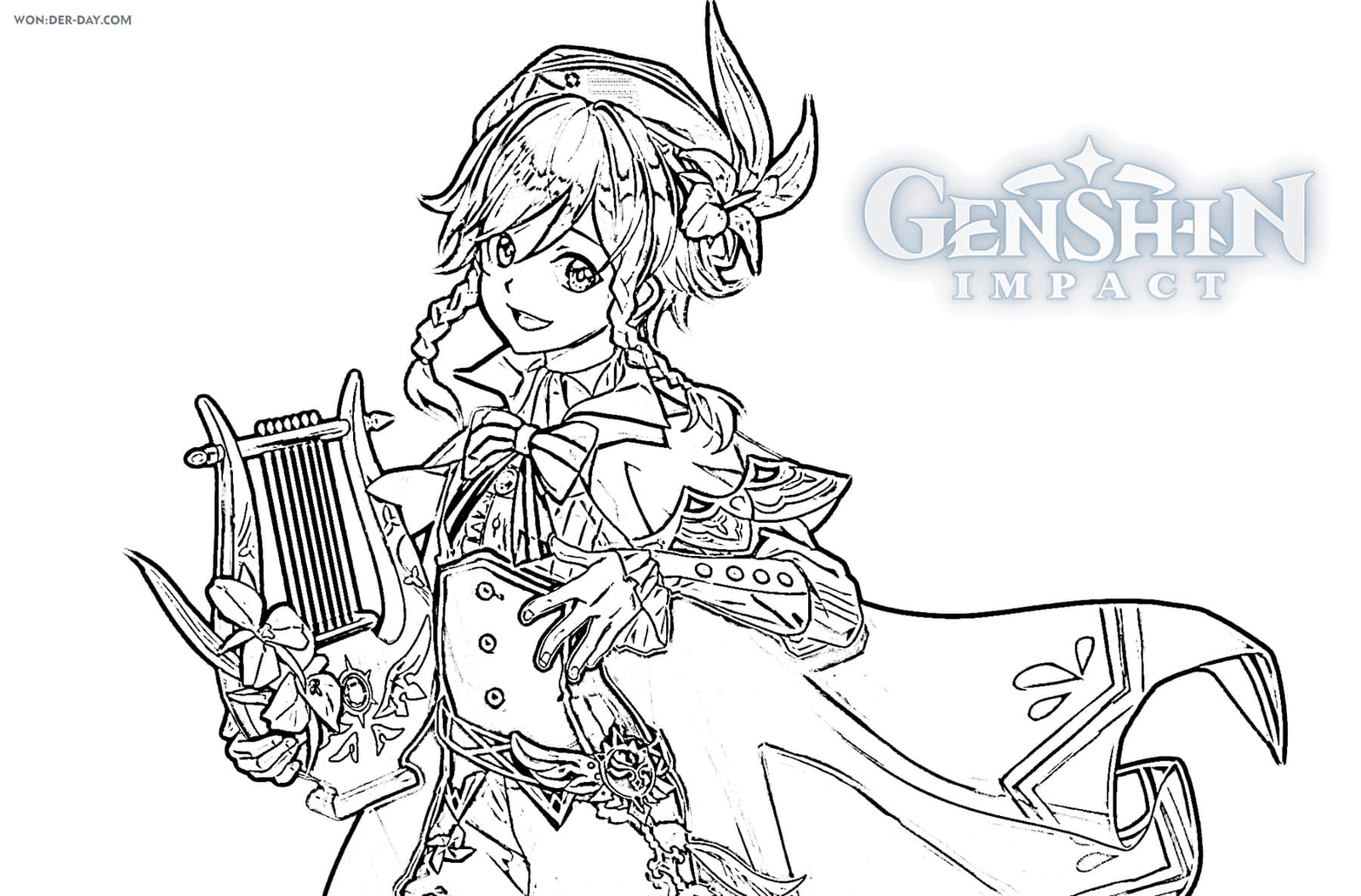 Genshin impact coloring pages printable for free download