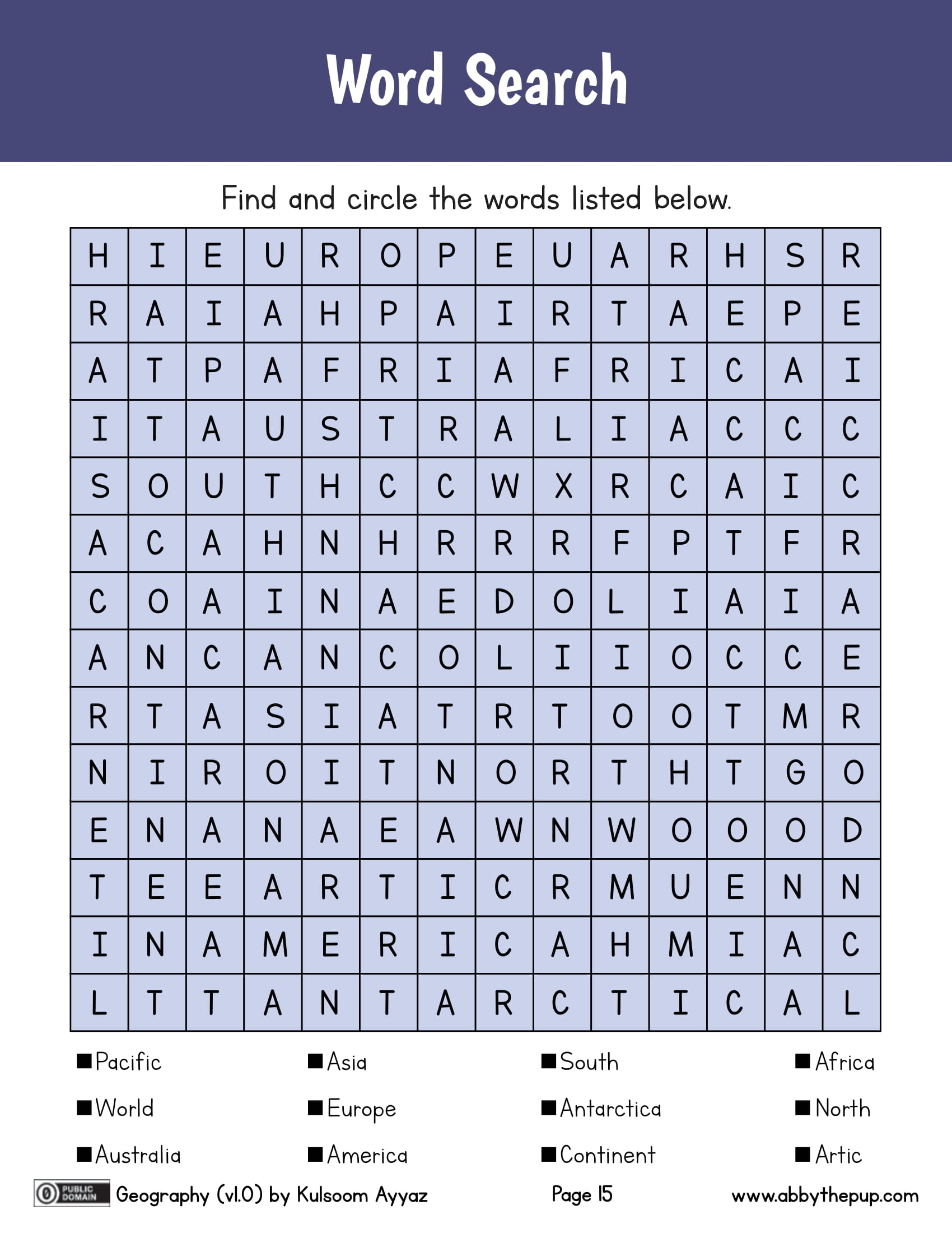 Geography word search worksheet free printable puzzle games