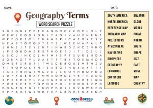 Printable geography word search