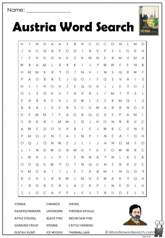 Geography austria word search puzzles printables free word search puzzles