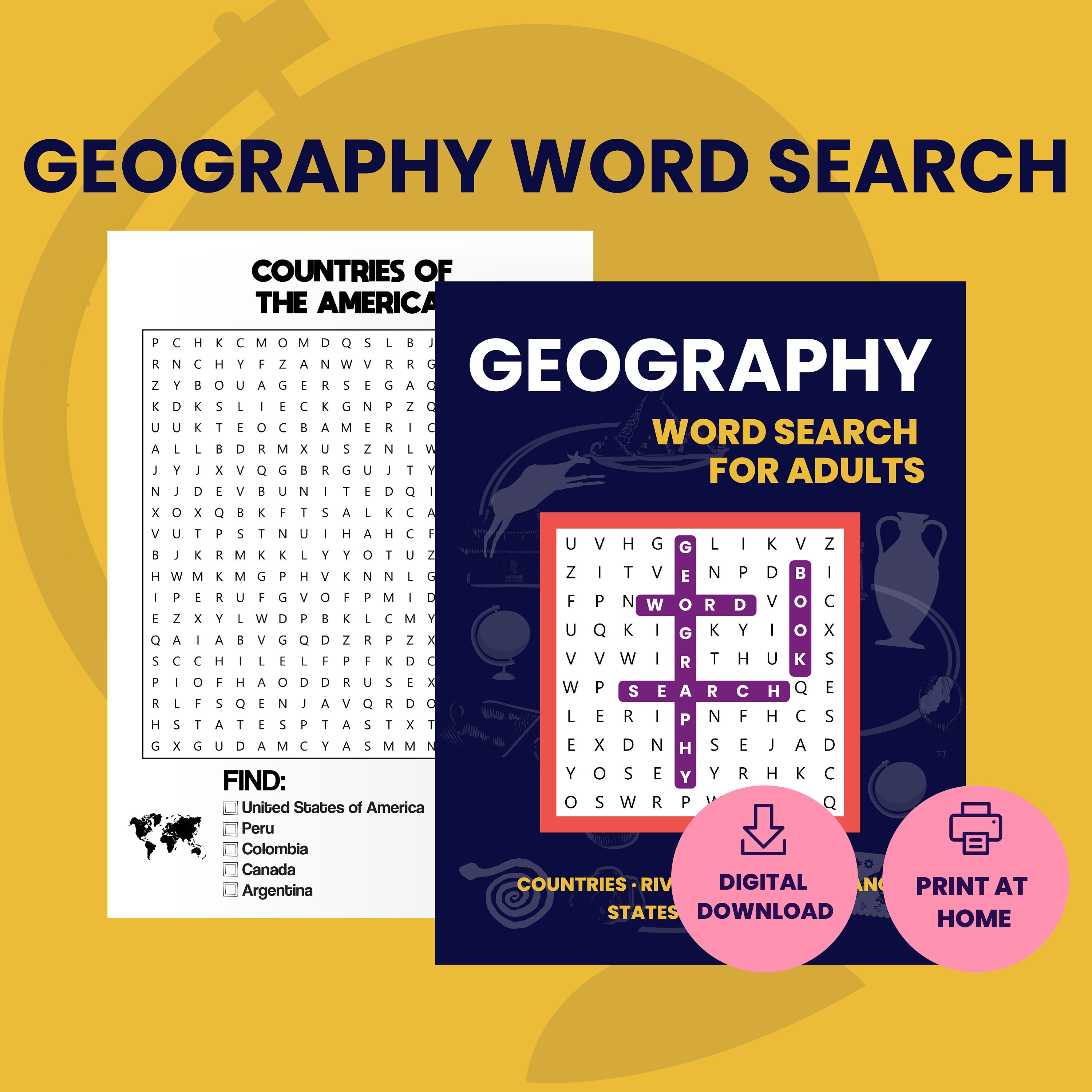 Geography word search book geography print pdf coloring book digital coloring book coloring book zine coloring book download world map instant download
