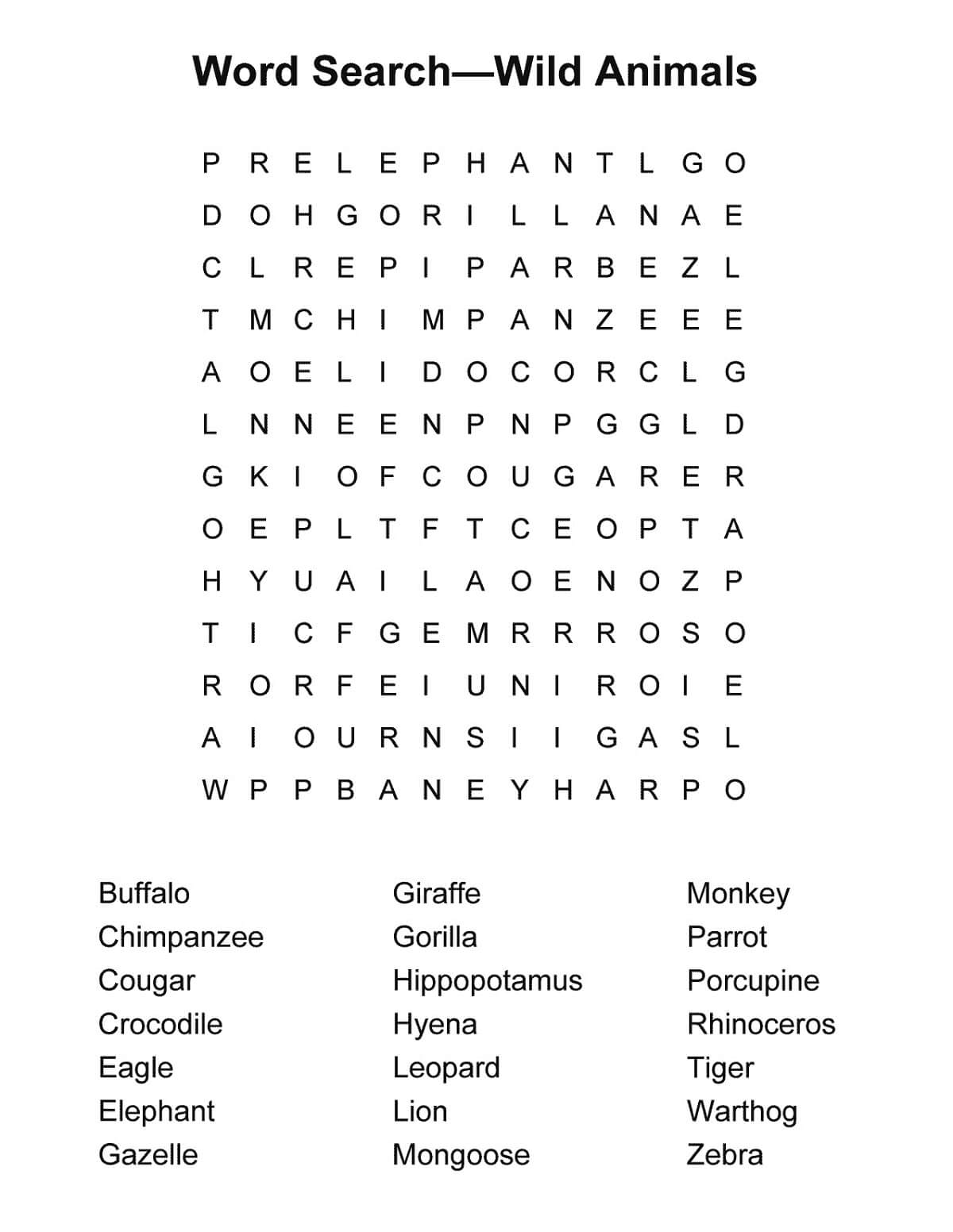 Word search for kids â printable pages
