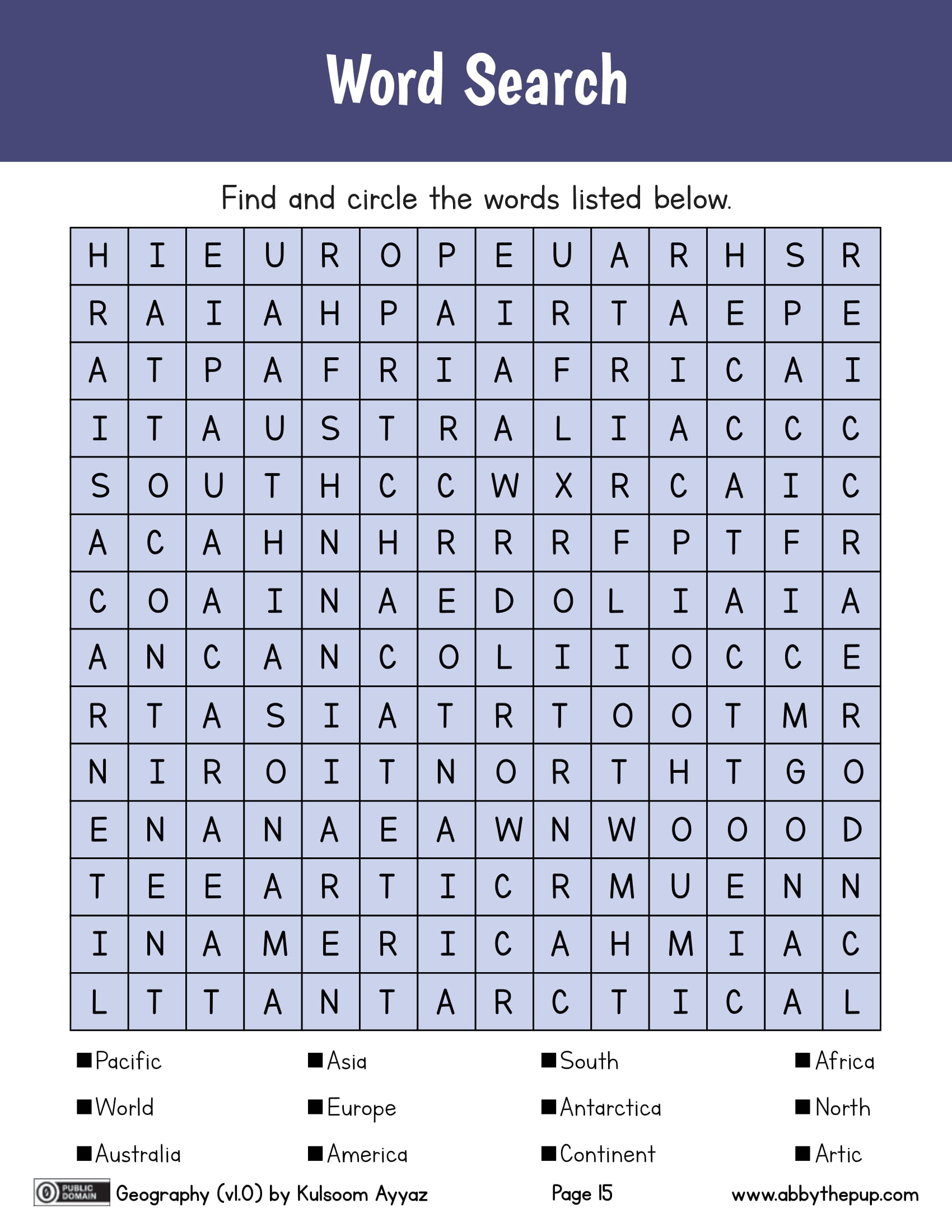 Geography word search worksheet free printable puzzle games