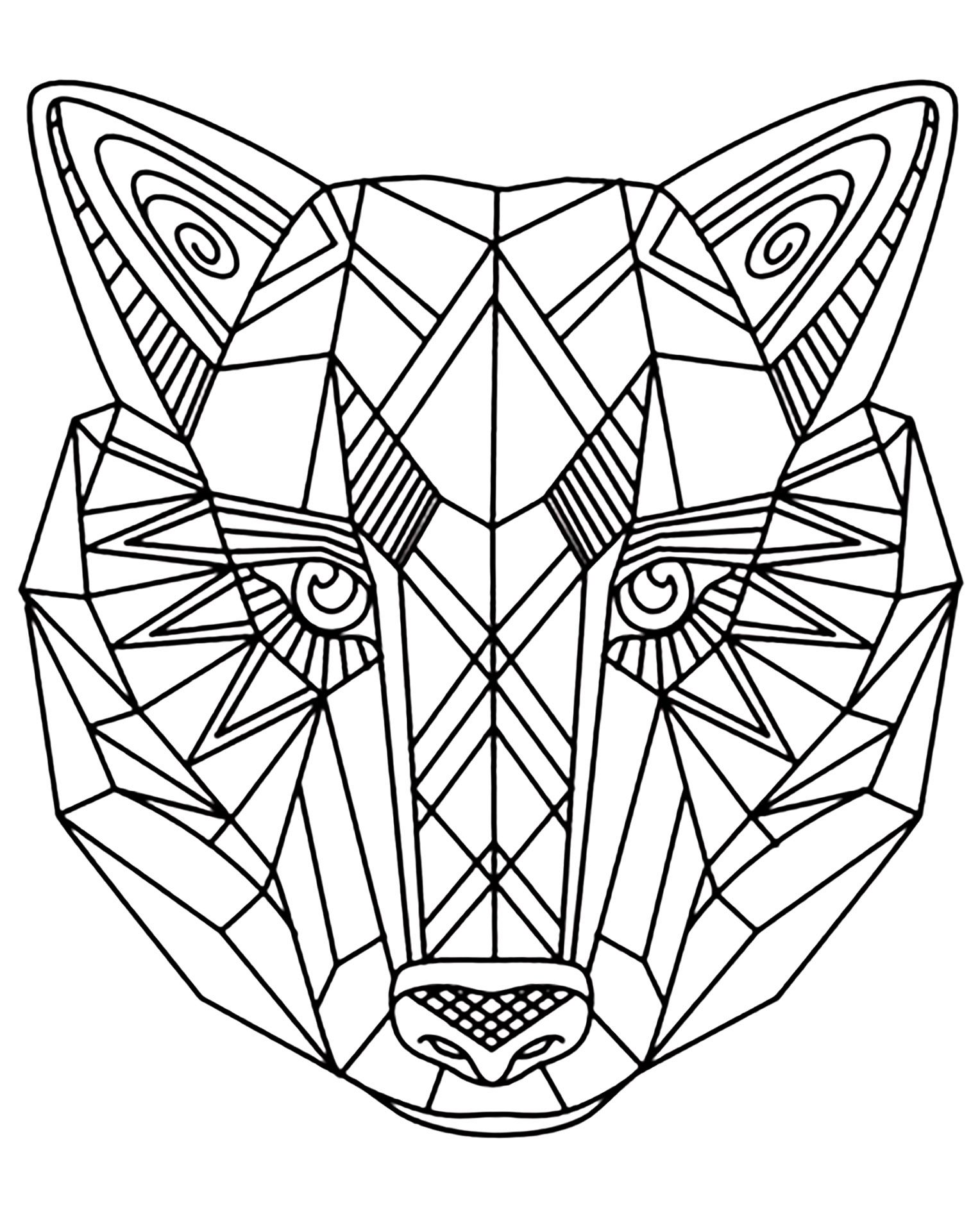Geometric wolf headfrom the gallery animals geometric coloring pages geometric wolf pattern coloring pages