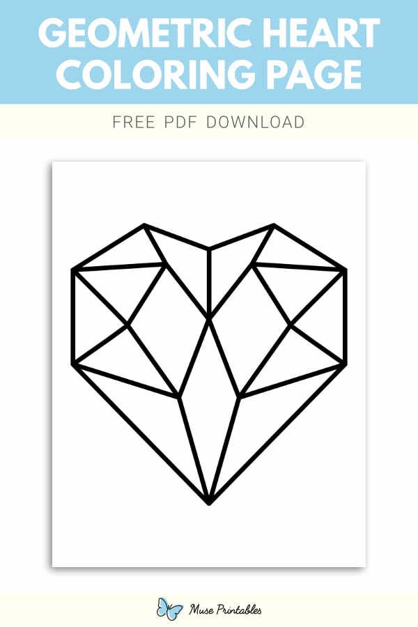 Free geometric heart coloring page geometric heart heart coloring pages coloring pages