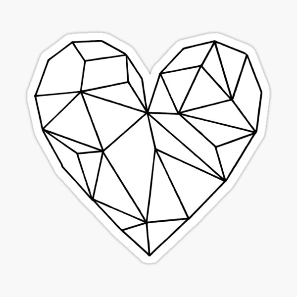 Black aesthetic transparent geometric heart art print for sale by hexahue