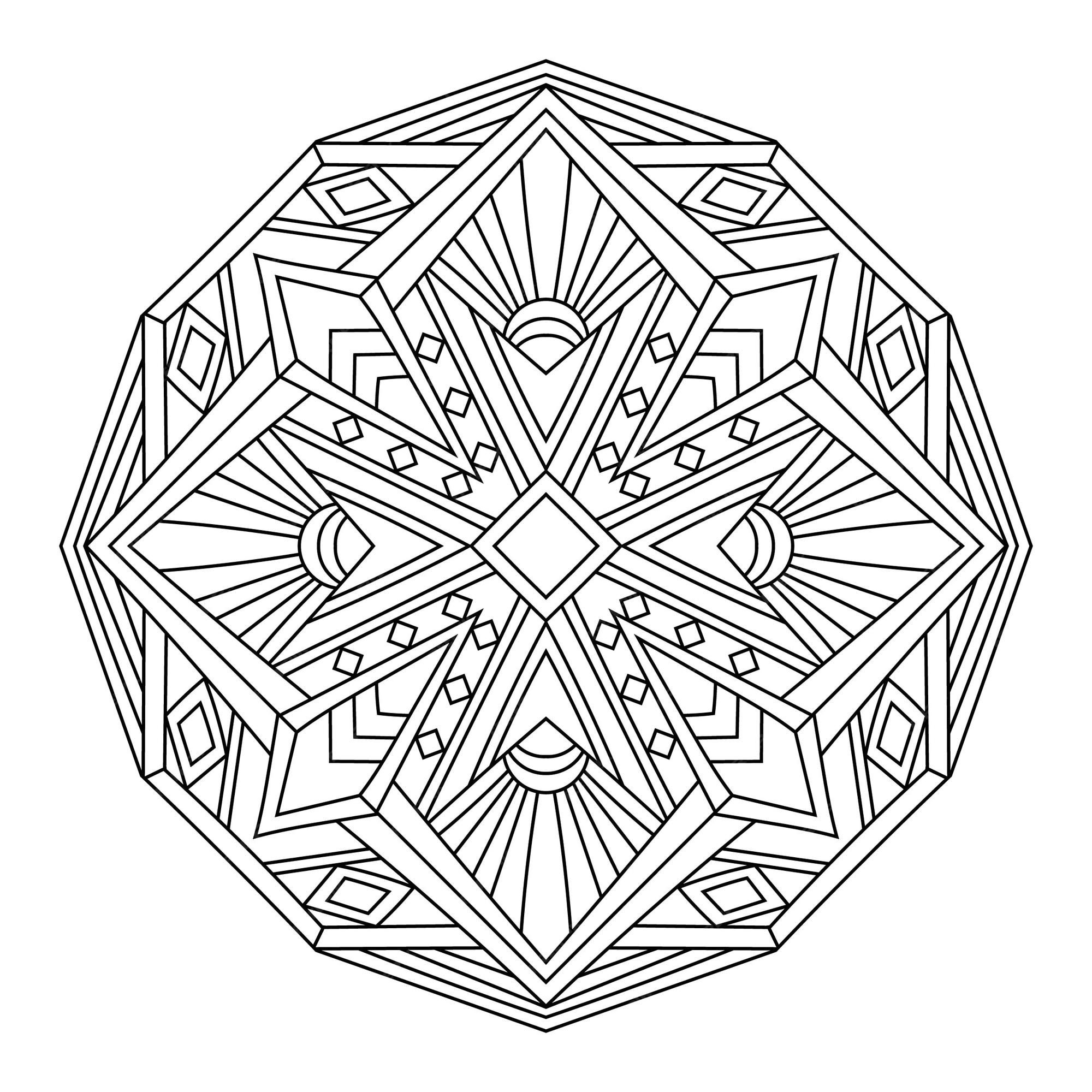 Premium vector geometric mandala vector line art pattern coloring page book