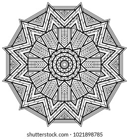 Geometric mandalas coloring book page zigzag stock vector royalty free