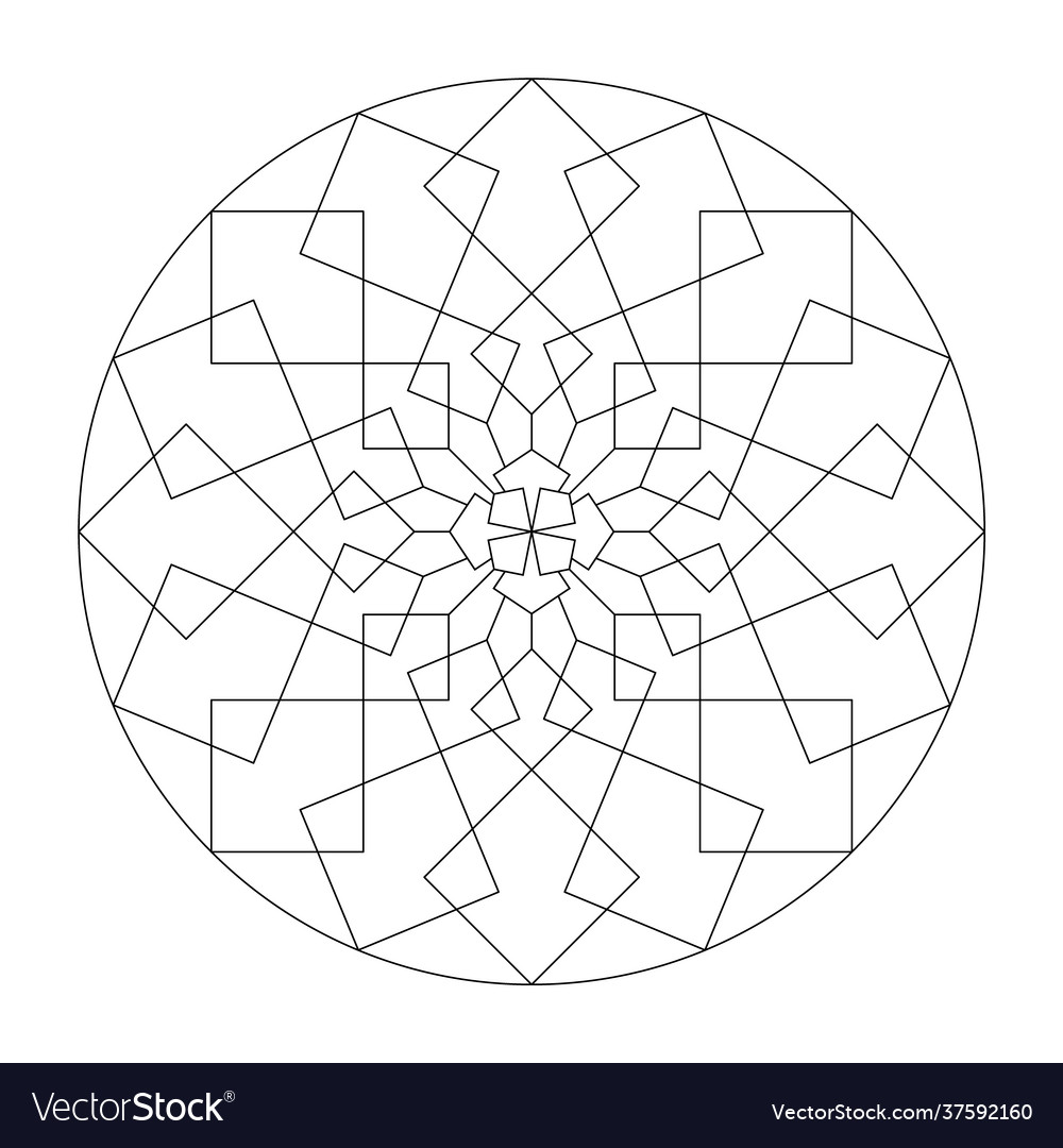 Mandala coloring page abstract and geometric vector image