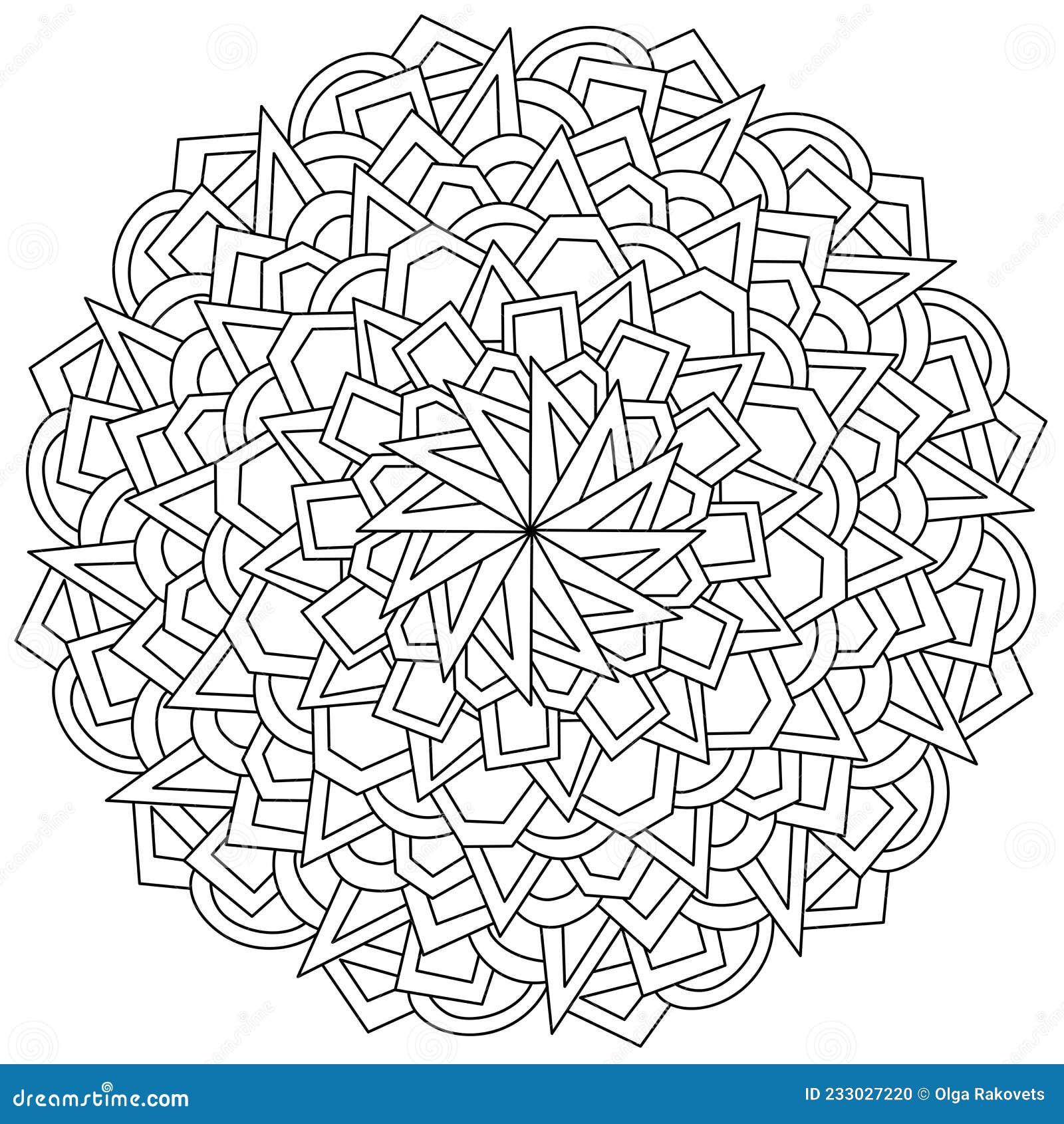 Abstract outline mandala of various geometric shapes circle