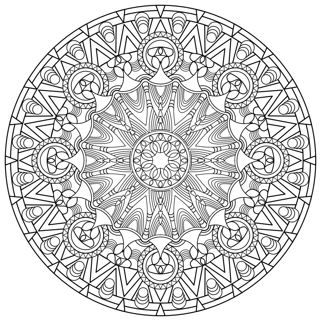 Geometric mandala ornate coloring pages printable pdf adult coloring madness coloring book no