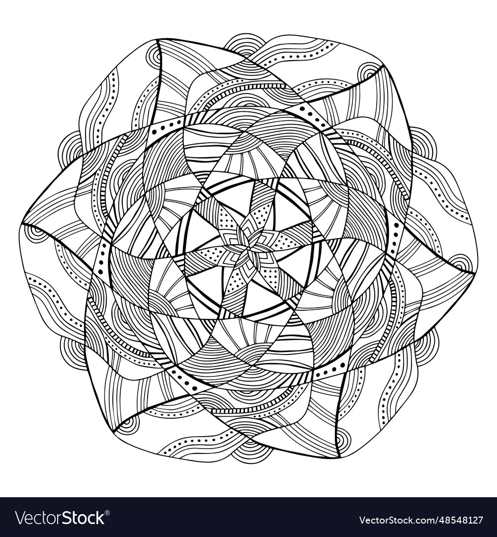 Abstract pattern coloring page geometric mandala vector image