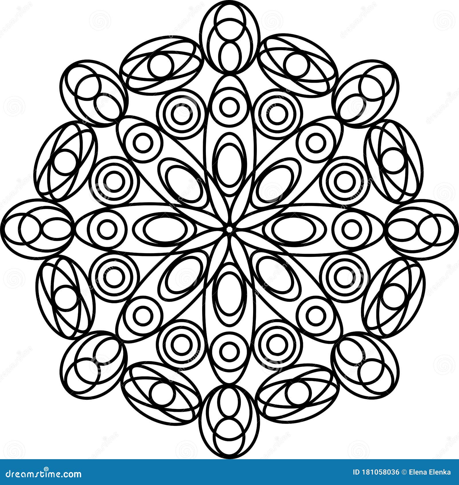 Simple geometric mandala coloring page for kids and adults vector illustration stock vector