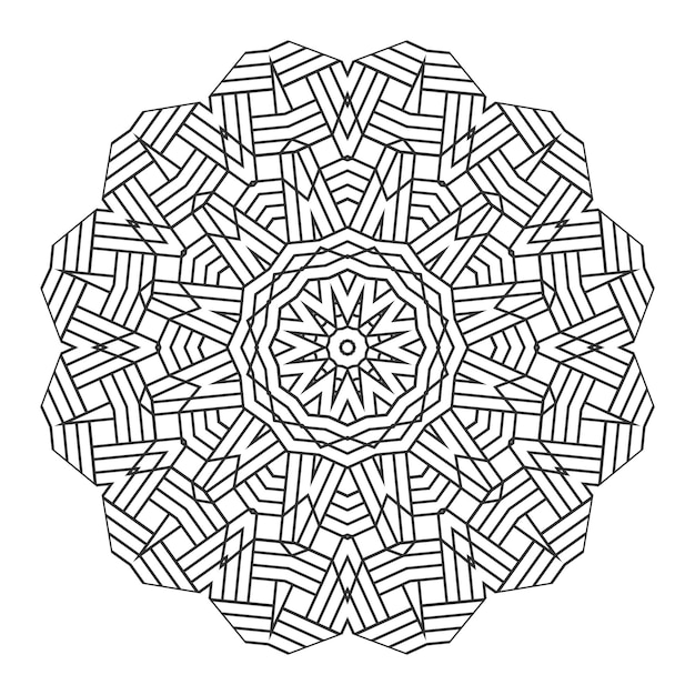 Premium vector geometric mandala design for geometric coloring book detailed mandala design coloring page