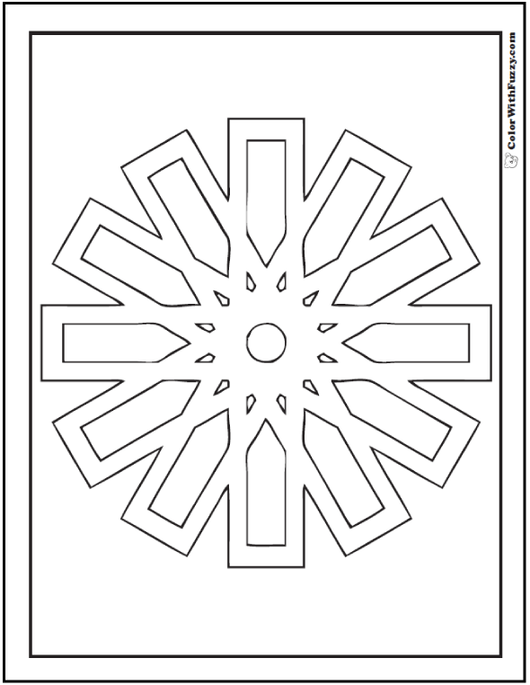 Geometric free coloring pages twelve points