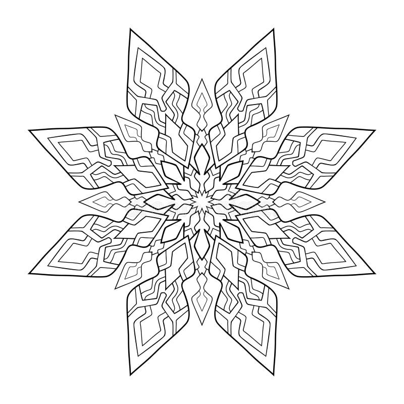 Winter mandala with geometric patterns on white isolated background stock vector