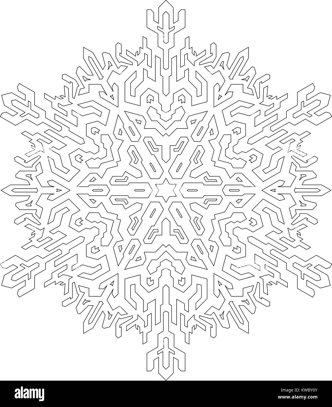 Outlines of snowflake in mono line style for coloring coloring book vector geometric pattern stock vector image art