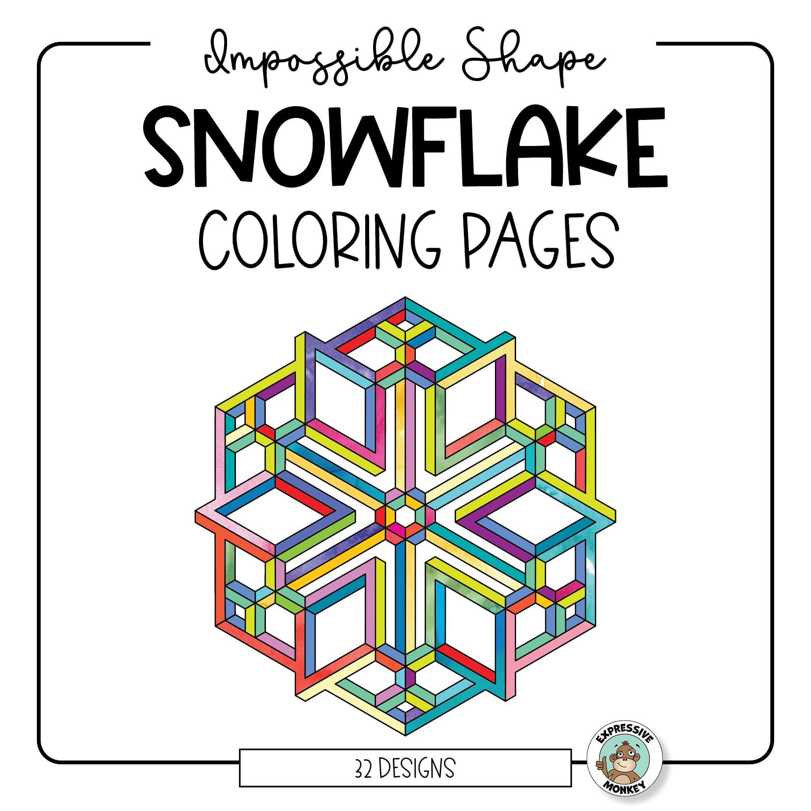 Op art snowflake coloring pages