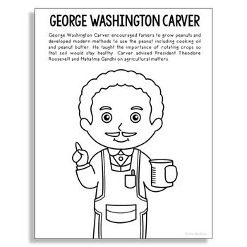 George washington carver inventor coloring page poster craft stem worksheet