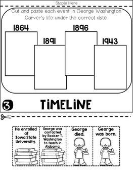 George washington carver flip book plus colored poster student coloring page