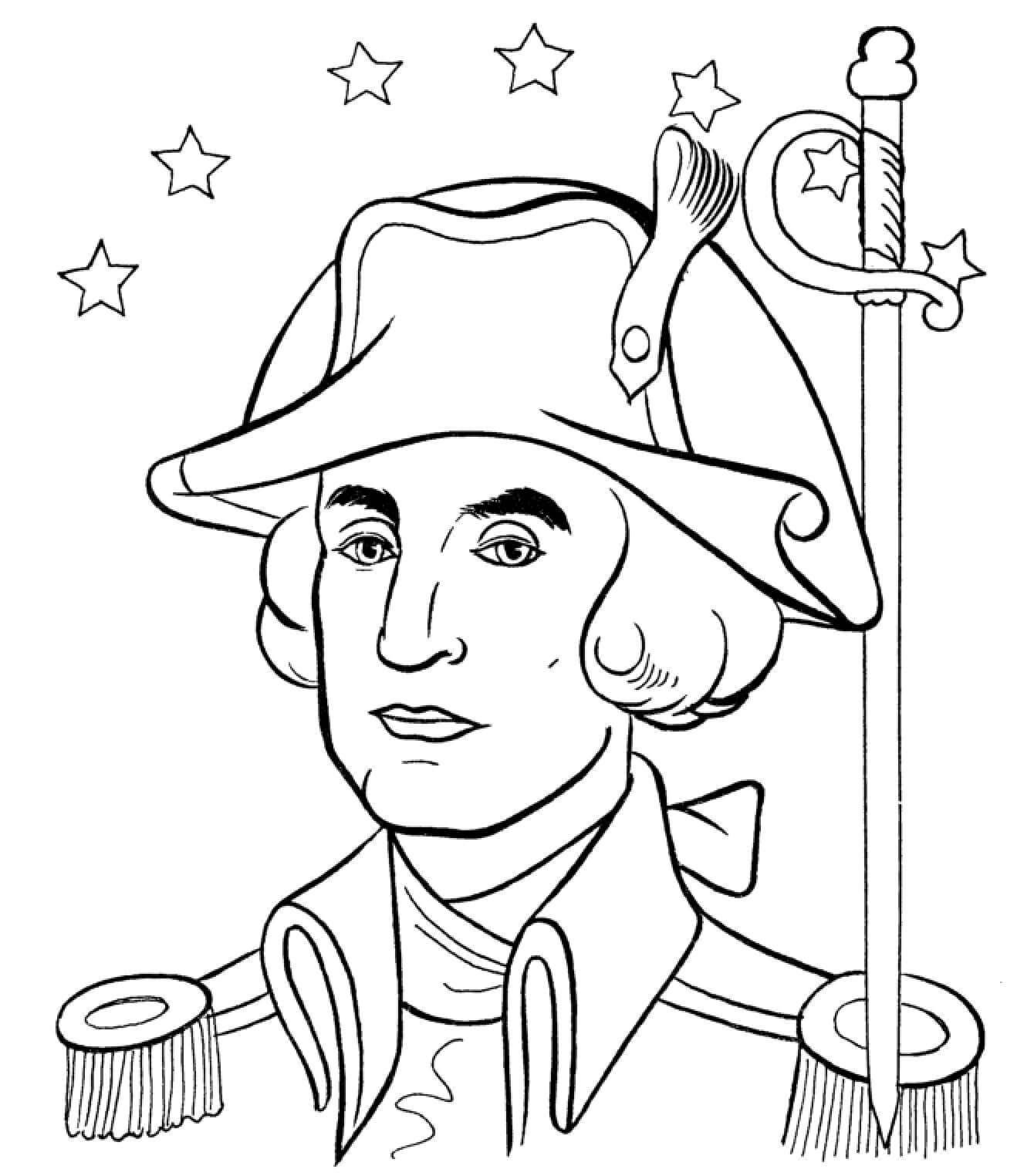 George washington with sword coloring page