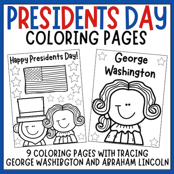 Presidents day coloring pages and tracing george washington abraham lincoln instant download printables download now