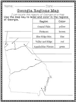 Georgia regions unit georgia regions third grade science teaching social studies