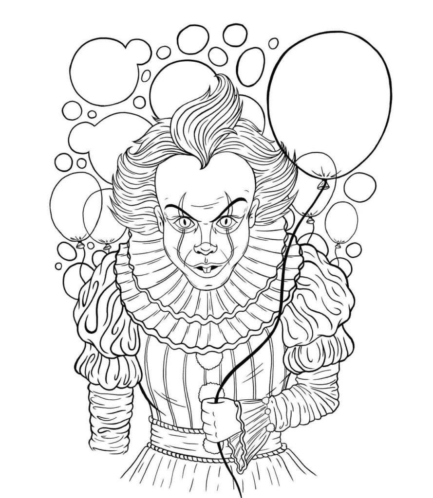 Pennywise and balloon coloring page