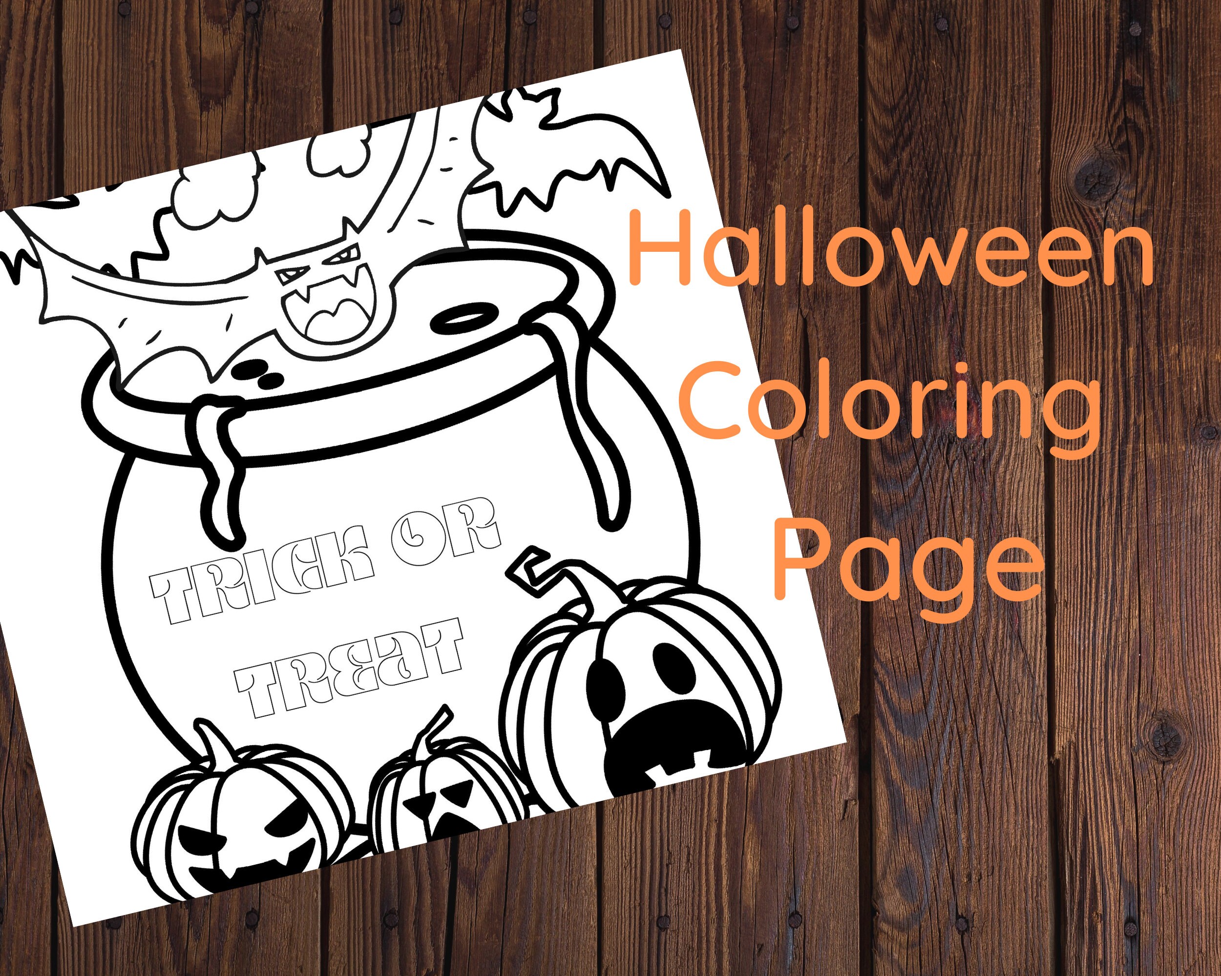 Halloween trick or treat coloring page