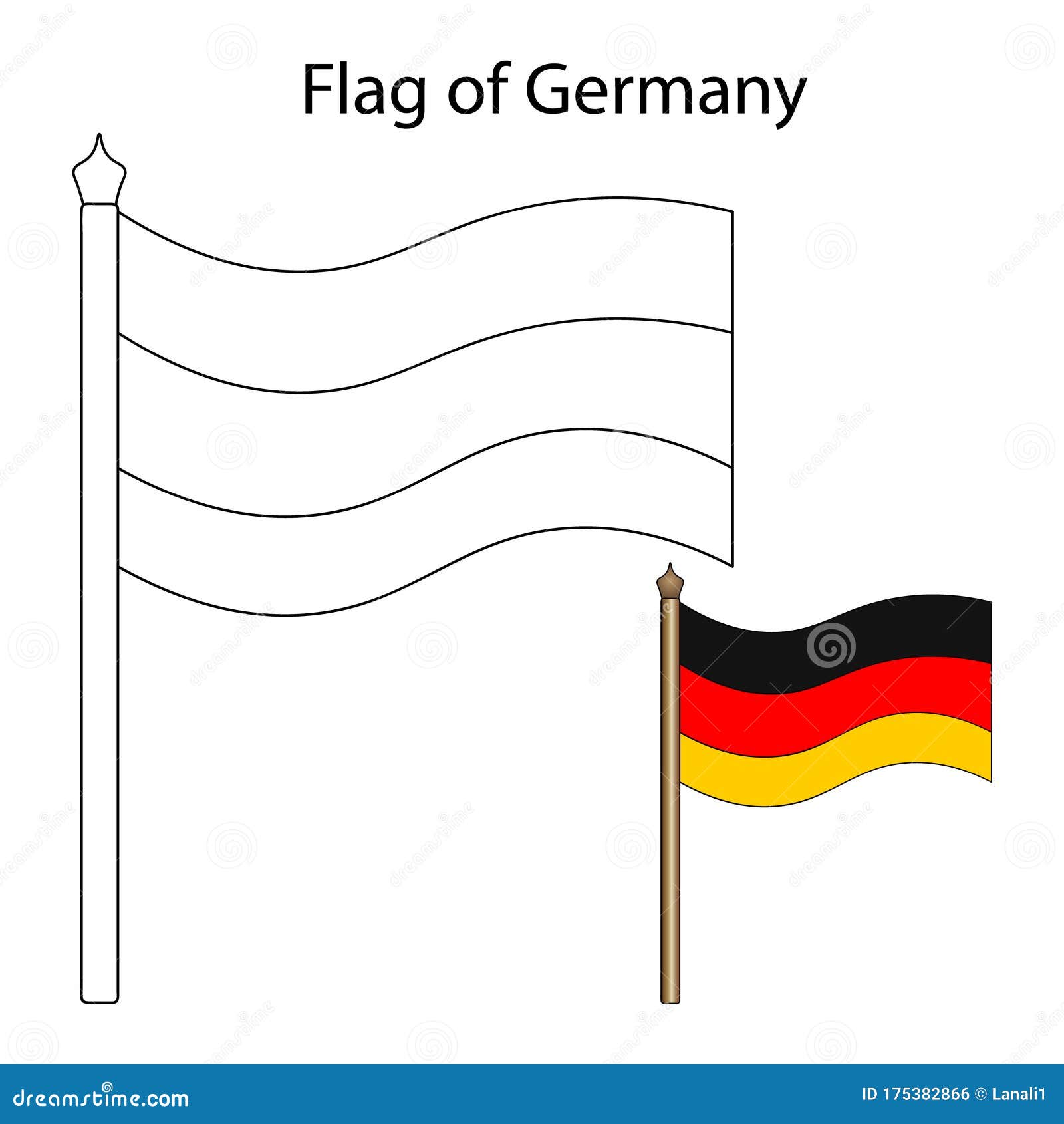 Vector illustration of the national flag of germany coloring book for children and adults isolated background stock vector