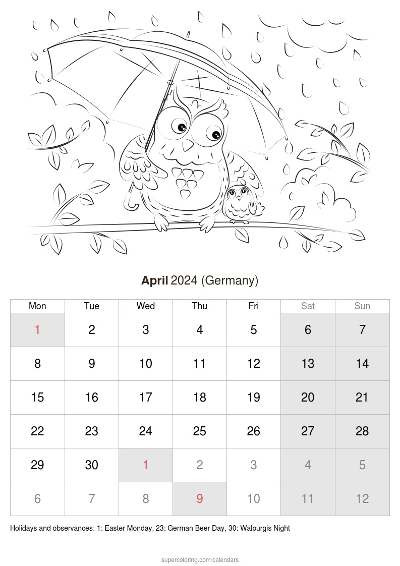 April calendar