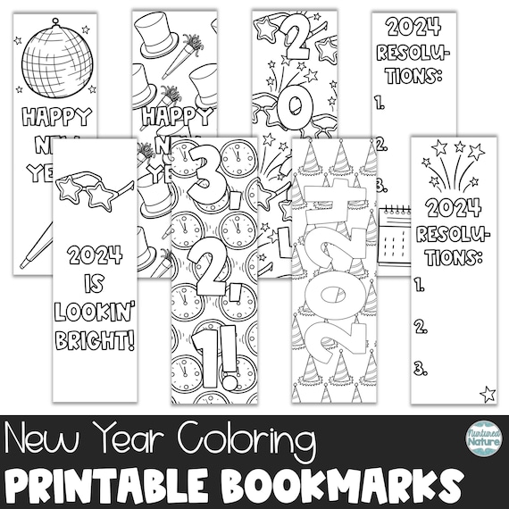 New years resolution printable for kids coloring sheets for kids bookmarks for kids happy new year coloring pages