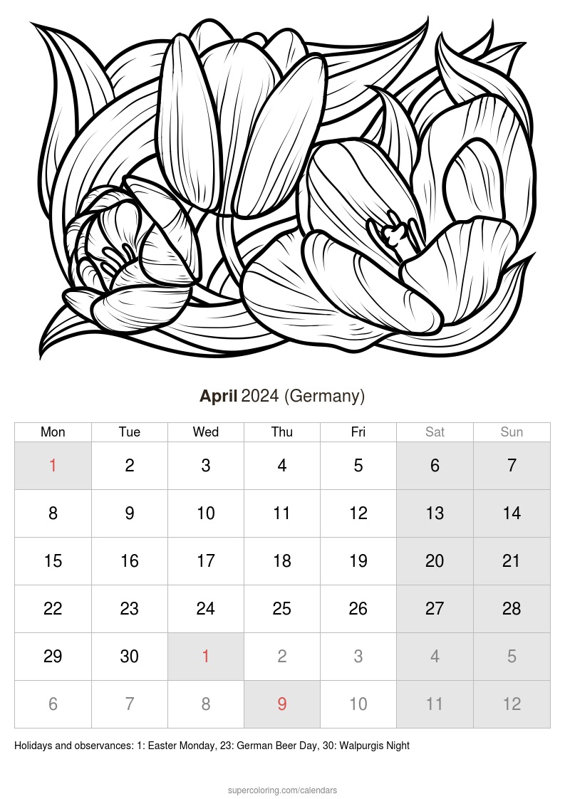 April calendar