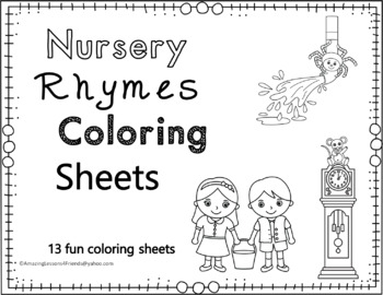 Nursery rhymes coloring sheets by amazinglessonsfriends tpt