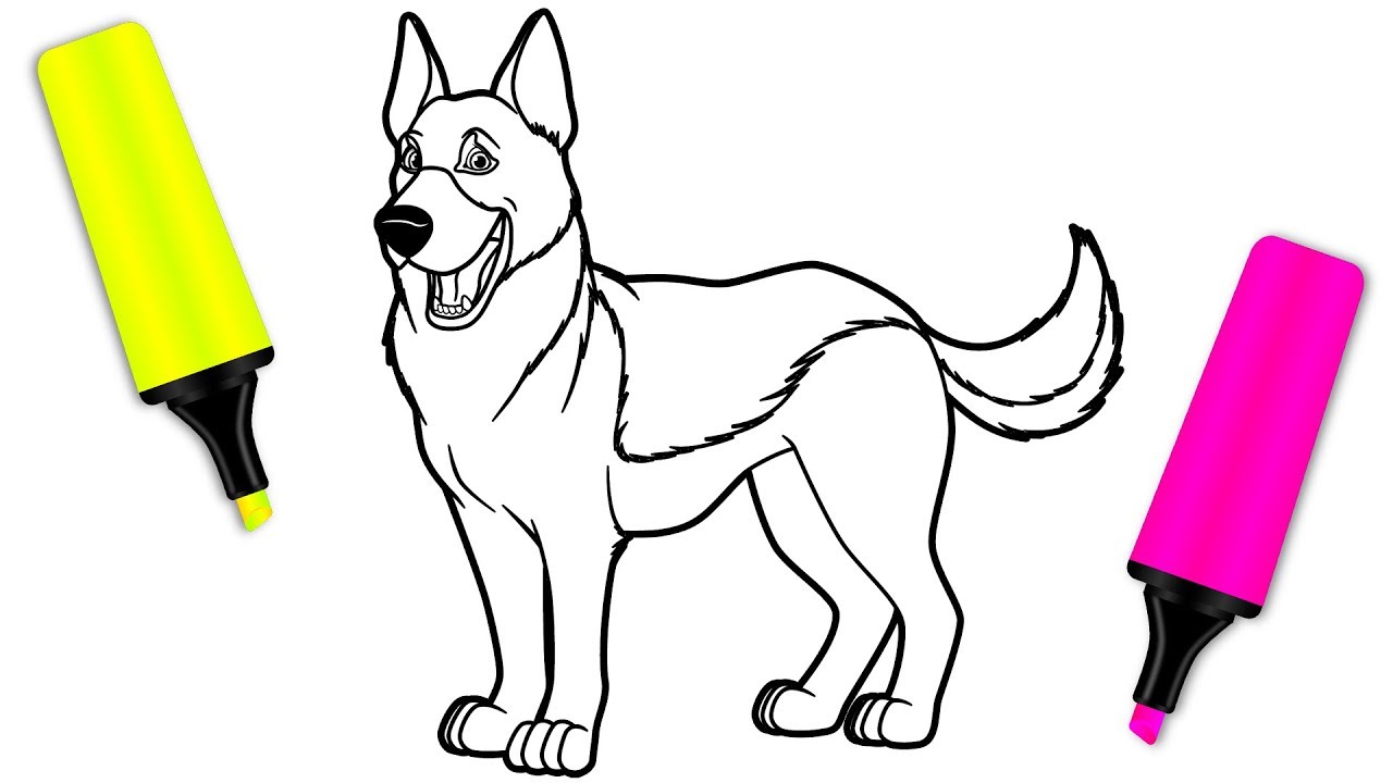 Coloring for kids with german shepherd dog