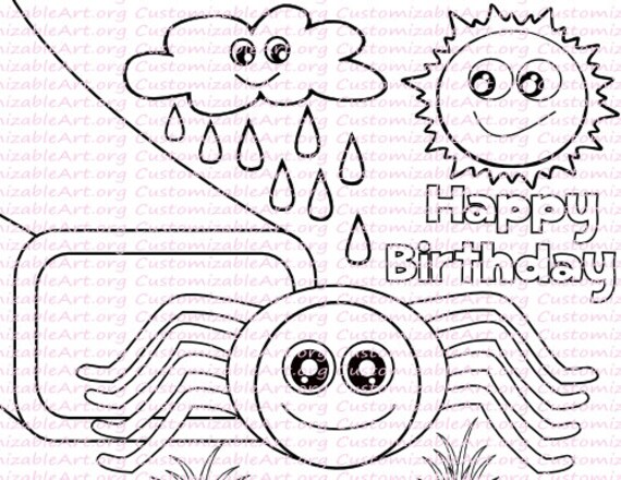 Itsy bitsy spider birthday party favor nursery rhyme coloring page birthday activity sheet printable nursery rhyme song coloring digital pdf