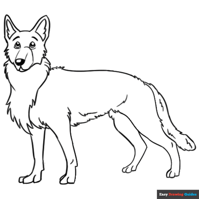 German shepherd coloring page easy drawing guides