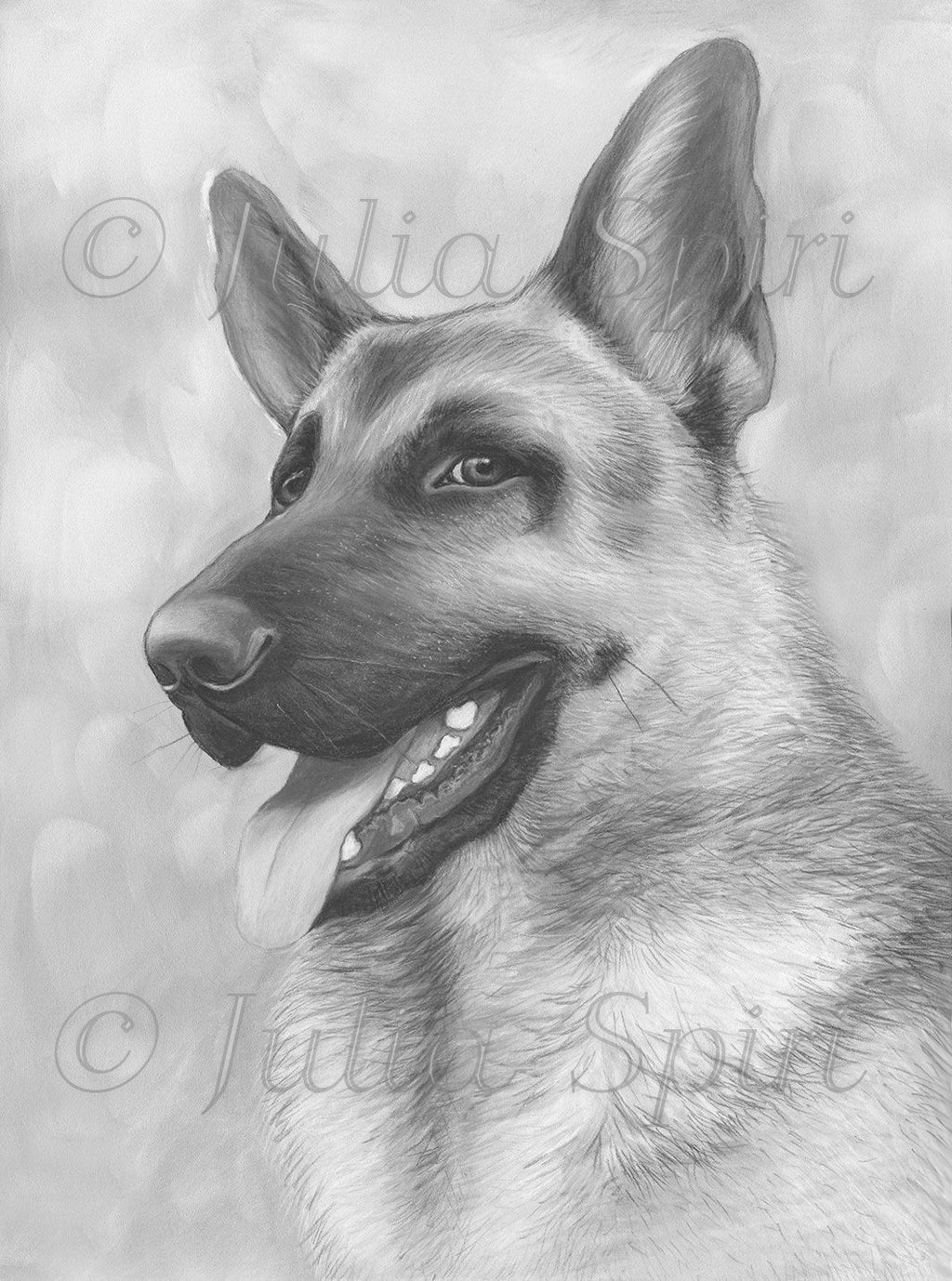 Grayscale coloring page dog german shepherd bim â the art of julia spiri