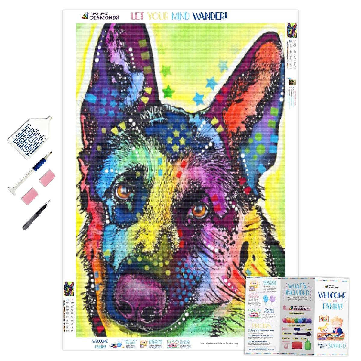 German shepherd diamond painting kit full drill â paint with diamonds