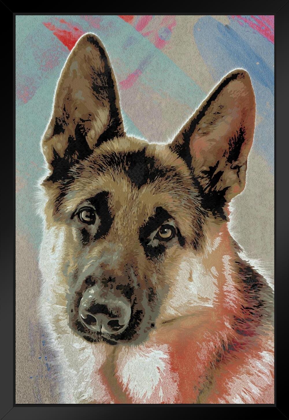 Red barrel studio dogs german shepherd painting color dog posters for wall funny dog wall art dog wall decor dog posters for kids bedroom animal wall poster cute animal posters matted framed