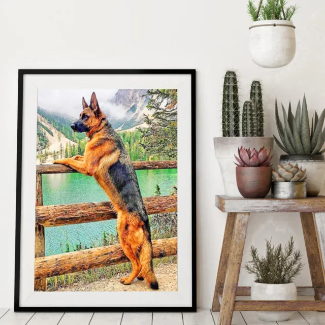 Coloring diy digital oil painting dog see the scenery no frame picture by number